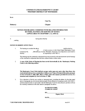 Bankruptcy Hearing Notice