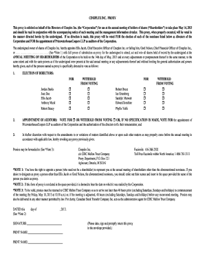 Cineplex Inc. Proxy Form