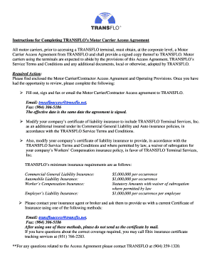 Motor Carrier Access Agreement
