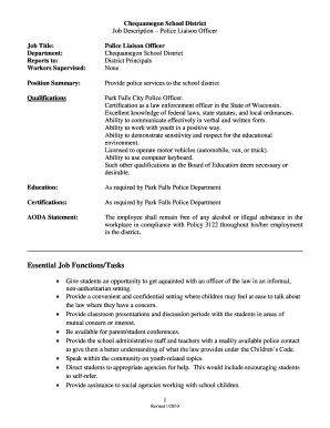 Job description – police liaison officer