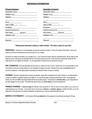 Dental Insurance Information Form