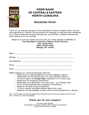Food Bank Donation Form