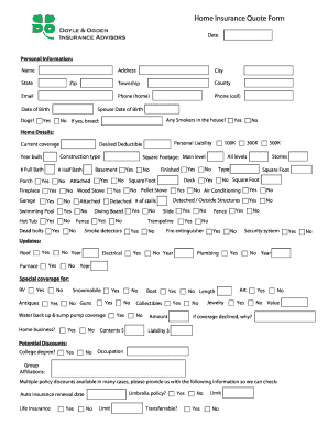 Home Insurance Quote Form