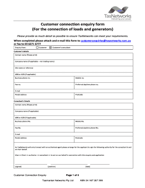 Fillable Online Customer connection enquiry form For the connection of ...