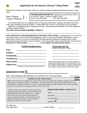 Kansas Permanent Advance Voting Application