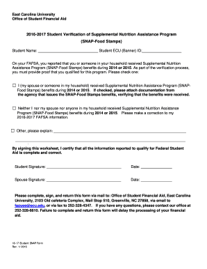 2016-2017 Student SNAP Verification Form
