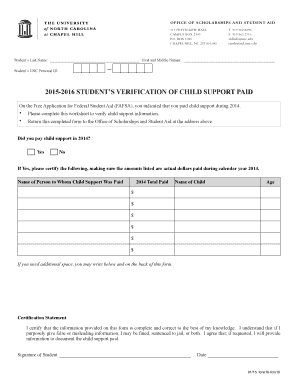 Student’s Verification of Child Support Paid
