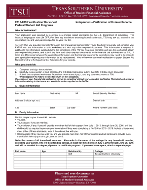2015-2016 Verification Worksheet