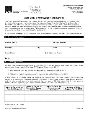 2016-2017 Child Support Worksheet