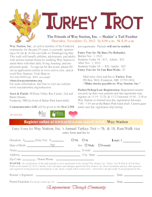Way Station Turkey Trot Registration Form