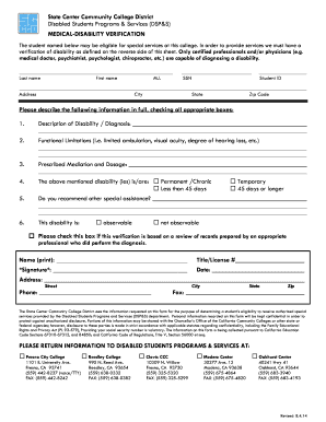 Medical-Disability Verification Form