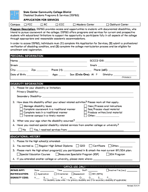 Disabled Students Programs & Services Application