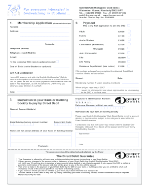Scottish Ornithologists' Club Membership Application