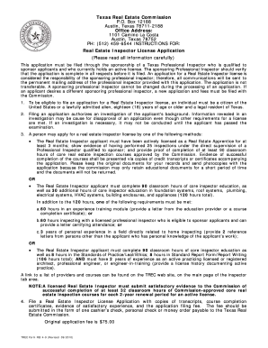 Texas Real Estate Inspector License Application