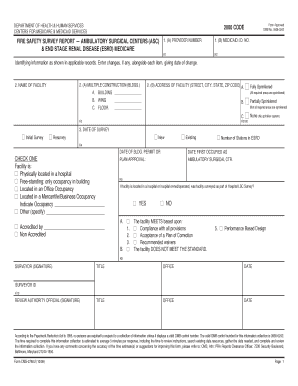 Fire Safety Survey Report for Ambulatory Surgical Centers