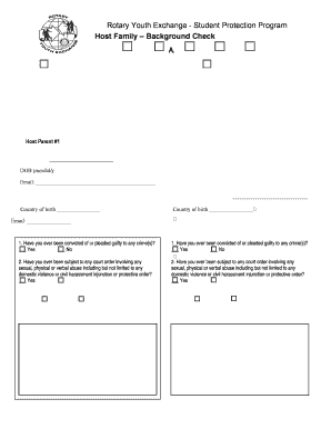Rotary Youth Exchange Host Family Background Check Application
