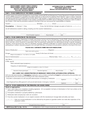 Montgomery County Medication Authorization Form