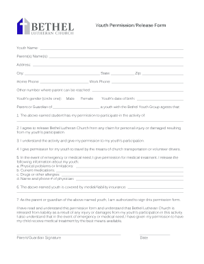 Youth Permission Release Form
