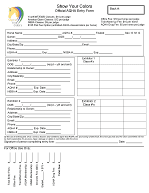 AQHA Show Entry Form
