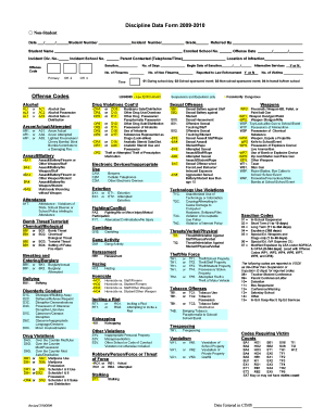 Discipline Data Form 2009-2010