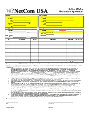 NetCom USA Evaluation Agreement