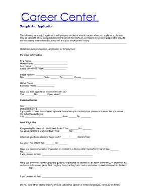 Sample Job Application - cullmancareerscom