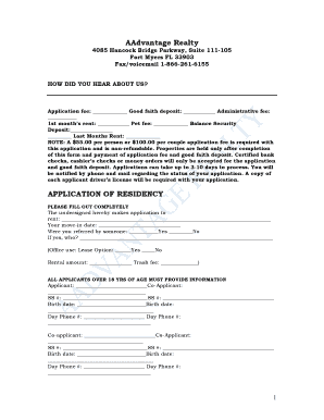 AAdvantage Realty Residential Lease Application