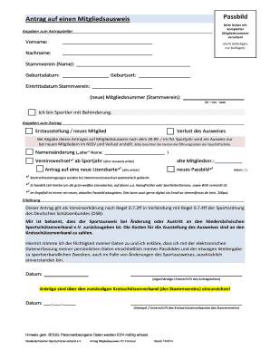 Antrag auf einen Mitgliedsausweis
