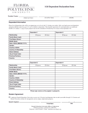 I-20 Dependent Declaration Form