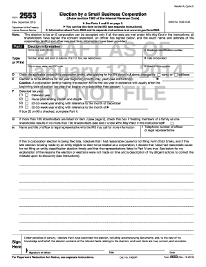 IRS Form 2553 Election by a Small Business Corporation