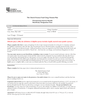 Clergy Pension Plan Beneficiary Designation Form