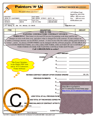 INVcontract Invoiceppp Painting Contractor Invoice for Extras and changes on the paint job