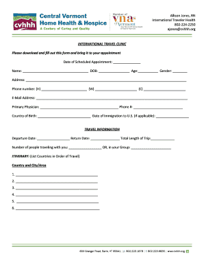 International Travel Health Form