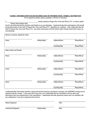 Family Information Exchange Release Form