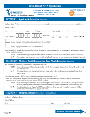 GSK Access 2012 Application Form
