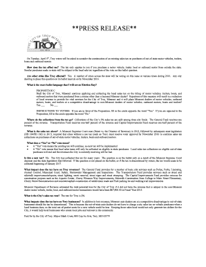 Troy Missouri Sales Tax Continuation Ballot