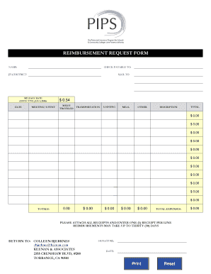 Aar reimbursement form - REIMBURSEMENT REQUEST FORM - pipsjpaorg