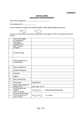 Biodata form pdf - ANNEXURE-I BIO-DATA FORM AdvtNoBDLC-PampAPLGampED2014-1 - bdl ap nic