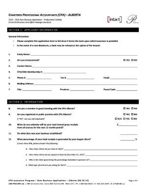 Alberta CPA Professional Liability Insurance Application