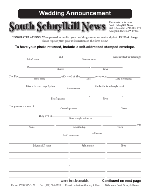 Wedding Announcement Form