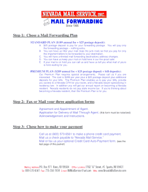 Nevada Mail Service Agreement and Appointment of Agent