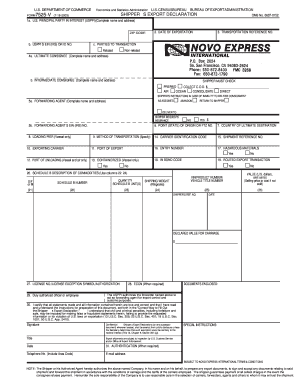 Shipper's Export Declaration Form 7525-V