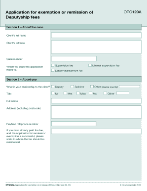 UK Deputy Assessment Fee Exemption Form