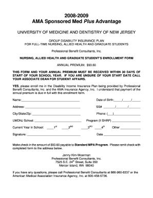 Nursing Student Disability Insurance Enrollment Form