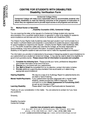 Disability Verification Form