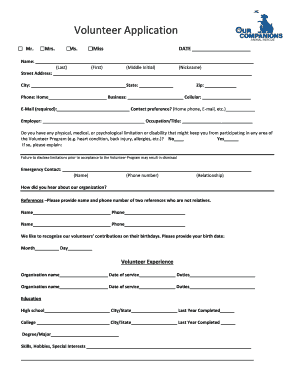 Volunteer Application Form