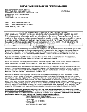 Missouri Child Care 1099 Form