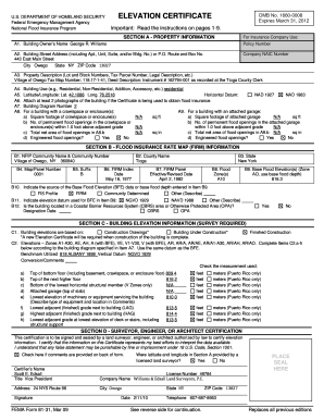 US Flood Insurance Elevation Certificate
