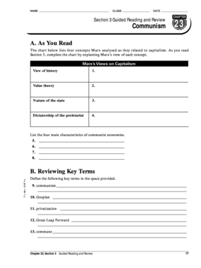 Communism Guided Reading and Review