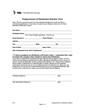 Postponement of Distribution Election Form